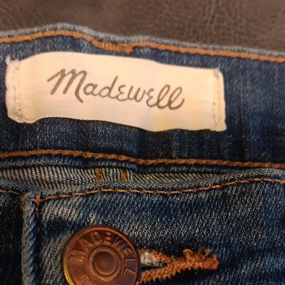 Madewell Cali Demi Boot Blue Straight Leg Jeans With Raw Hem - Picture 2 of 11